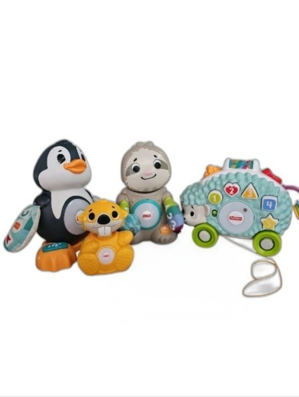 Fisher Price Linkimals 4 Piece Lot Sloth Penguin Chipmunk Hedgehog Musical Toys